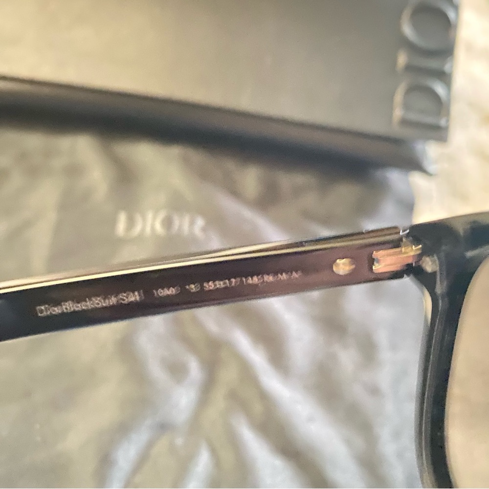 DIOR DIORBLACKSUIT S41  10A0 Shiny Black Smoke Square Sunglasses 55MM With Case - Picture 10 of 12